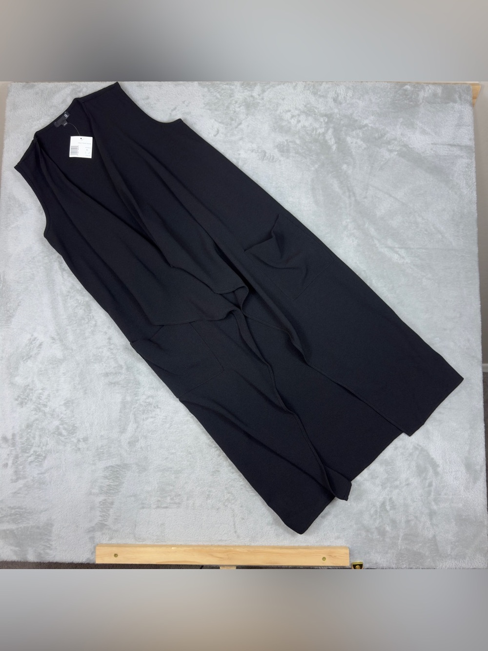 G by Guess Henley long duster vest women jet black sz XS new open front